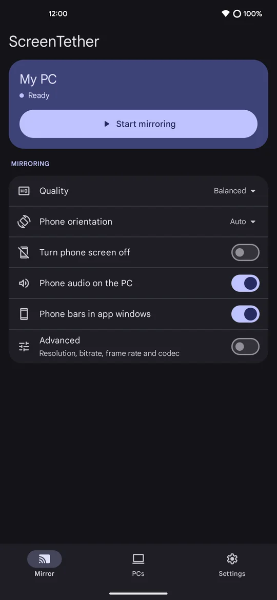Mirror tab